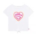 Girls White Heart Front Knot S/s T Shirt 104448 by Billieblush from Hurleys