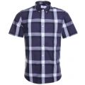 Mens True Navy Herne Check Slim Fit S/s Shirt 31342 by Farah from Hurleys