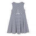 Girls White/Blue Stripe Bow Dress 82127 by Mayoral from Hurleys