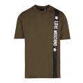 Mens Dark Green Logo Trim Regular Fit S/s T Shirt 43139 by Love Moschino from Hurleys