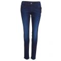 Womens Blue Mid Rise Skinny Jeans