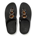 Womens All Black Halo Shimmer Toe-Post Flip Flops 109773 by FitFlop from Hurleys