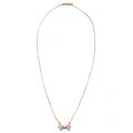 Womens Rose Gold & Baby Pink Edda Bow Pendant Necklace