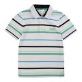 Boys White/Green Multi Stripe S/s Polo Shirt 56042 by BOSS from Hurleys
