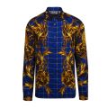 Mens Blue/Gold Highland Baroque Print L/s Shirt