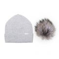 Womens Pepper Grey/Dark Grey Bobble Hat with Fur Pom 98658 by BKLYN from Hurleys