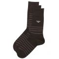 Mens Black Stripe 3 Pack Socks 15097 by Emporio Armani from Hurleys