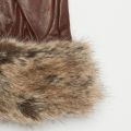 Womens Dark Caramel Fur Trim Leather Gloves 92331 by Barbour from Hurleys