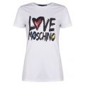 Womens Optical White Graffiti Logo S/s T Shirt 21416 by Love Moschino from Hurleys