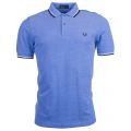 Mens Prince Blue Oxford Twin Tipped S/s Polo Shirt