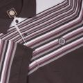 Mens Grey Striped Knitted S/s Polo Shirt 26179 by Pretty Green from Hurleys
