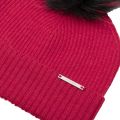 Womens Cherry Red/Black Red Tips Bobble Hat with Fur Pom 98674 by BKLYN from Hurleys