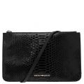 Womens Black Croc Effect Pouch Clutch 19959 by Emporio Armani from Hurleys