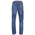 Mens 11.5oz Mid Blue Used Wash ED-55 Relaxed Tapered Fit Jeans