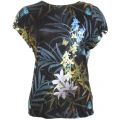 Womens Black Sazia Twilight Floral Printed S/s Tee Shirt