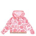 Girls Pink/White Printed Towelling Hooded Sweat Top