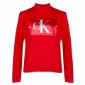 Womens Racing Red Satin Box Crew Neck Sweat Top 34635 by Calvin Klein from Hurleys