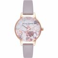 Womens Grey Lilac & Rose Gold Marble Floral Midi Dial Watch 26047 by Olivia Burton from Hurleys