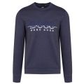 Athleisure Mens Navy Salbo Logo Crew Neck Sweat Top 38758 by BOSS from Hurleys