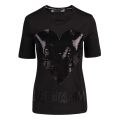 Womens Black Tonal Sequin Heart S/s T Shirt 77125 by Love Moschino from Hurleys