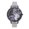 Womens Grey Lilac/Matte Black Fine Art Leather Watch 49159 by Olivia Burton from Hurleys