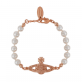 Womens Pink Gold/Pearl Mini Bas Relief Bracelet