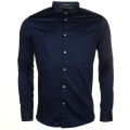 Mens Navy Algravy Satin Stretch L/s Shirt 61453 by Ted Baker from Hurleys