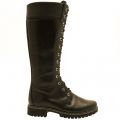 Womens Black 14 Inch Side-Zip Lace-Up Boots