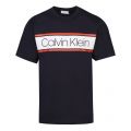 Mens Navy Text Stripe Logo S/s T Shirt 44118 by Calvin Klein from Hurleys