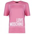 Womens Pink Logo Box S/s T Shirt 21407 by Love Moschino from Hurleys