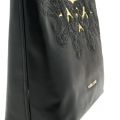 Womens Black Stitch Patterned Shopper Bag