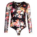 Womens Black Floral Roisin Bodysuit 30928 by Forever Unique from Hurleys