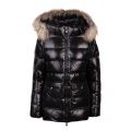 Womens Black Authentic Shiny Fur Hooded Jacket 48994 by Pyrenex from Hurleys
