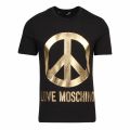 Mens Black/Gold Peace Logo Slim Fit S/s T Shirt 47859 by Love Moschino from Hurleys