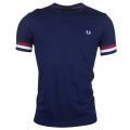 Mens Carbon Blue Striped Cuff S/s Tee Shirt 71436 by Fred Perry from Hurleys