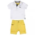 Baby White & Yellow Polo Shirt & Shorts Set 37480 by BOSS from Hurleys