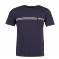 Mens Dark Blue Chest Logo Stripe Lounge S/s T Shirt 26770 by BOSS from Hurleys