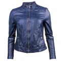 Womens Dark Blue Janabelle1 Leather Jacket