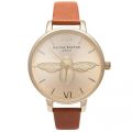 Womens Tan & Gold Animal Motif Moulded Bee Watch 72905 by Olivia Burton from Hurleys