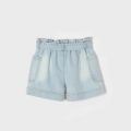 Girls Light Blue Soft Bow Denim Shorts 102511 by Mayoral from Hurleys