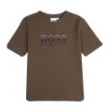 Boys Khaki Split Colour Logo S/s T Shirt 91328 by BOSS from Hurleys