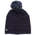 Womens Navy Cable Knit Oversized Beanie Hat
