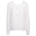 Womens Cloud Dancer Viessy Ruffle Tie Neck Blouse 35804 by Vila from Hurleys