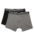 Mens Grey/Black Endurance 2 Pack Boxers 78293 by Emporio Armani Bodywear from Hurleys