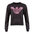 Womens Black Eagle Ribbon Sweat Top 29052 by Emporio Armani from Hurleys