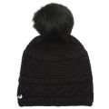 Womens Black Cable Knit Oversized Beanie Hat