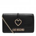 Womens Black Croc Heart Clutch Crossbody Bag 92725 by Love Moschino from Hurleys