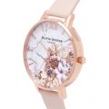 Womens Nude Peach & Rose Gold Marble Florals Watch 27955 by Olivia Burton from Hurleys