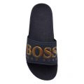 Boys Navy Triple Gold Slides (30-41) 87021 by BOSS from Hurleys