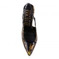 Womens Black/Gold Baroque Patent Slingback Heels 101301 by Versace Jeans Couture from Hurleys